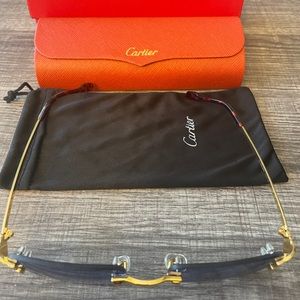 Cartier Blue Sunglasses with Gold frame
